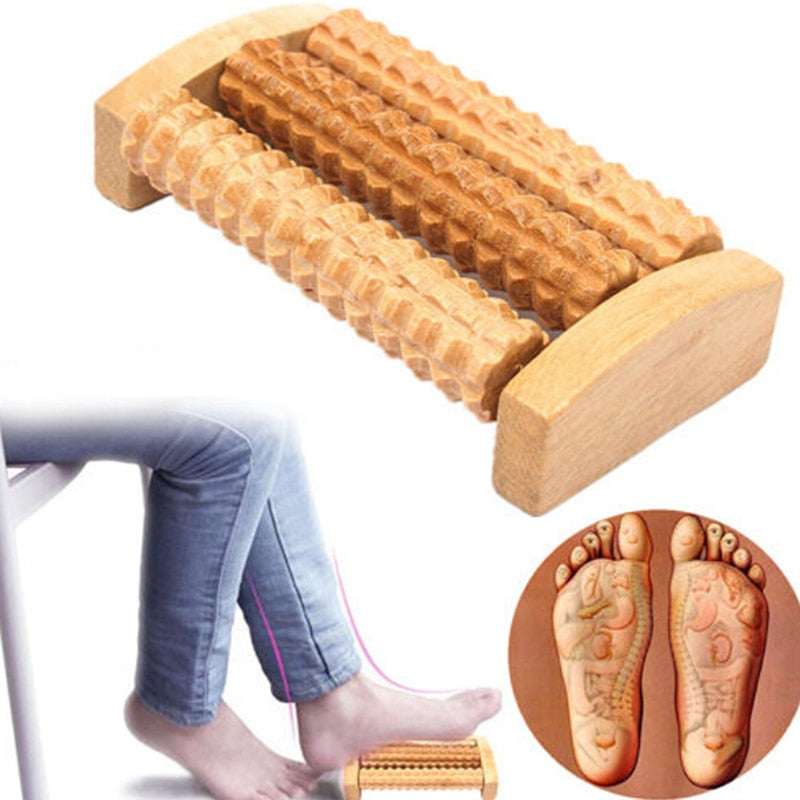 Wood Roller Foot Massager